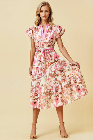 Floral Tiered Midi Dress