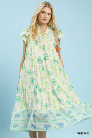 Boho Print Midi Dress