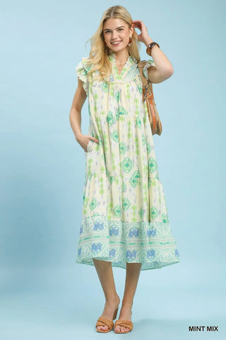 Boho Print Midi Dress