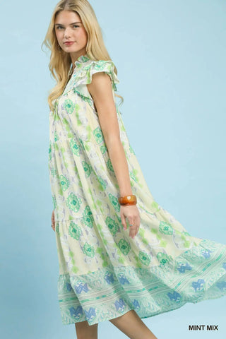 Boho Print Midi Dress