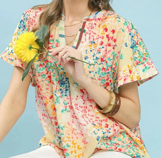 Floral Flutter Sleeve Top