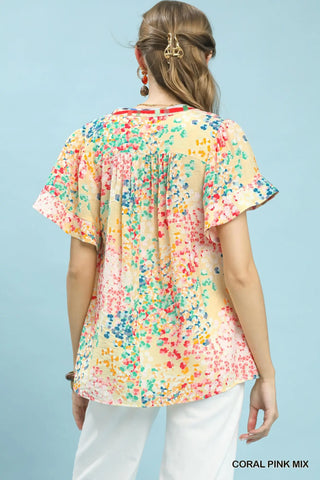 Floral Flutter Sleeve Top