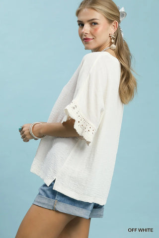 Rhiannon Crochet Trim Top
