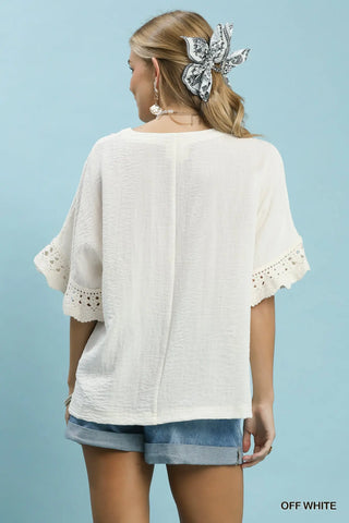 Rhiannon Crochet Trim Top