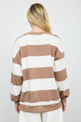 Oversized Striped Crew Neck Top