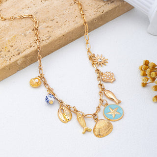 Coastal Seashells Charm Necklace
