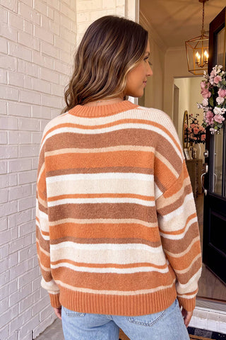 Fall Vibin' Striped Crew Neck Knit Sweater