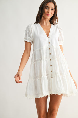 Crisp Linens Button Down Mini Dress