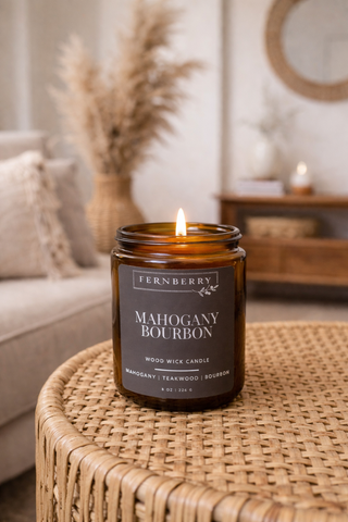 Mahogany Bourbon | 8 oz Wood Wick Candle
