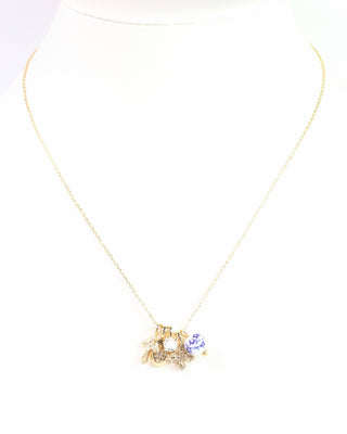 Crossing  Blue Jordan Charm Necklace Set Gold