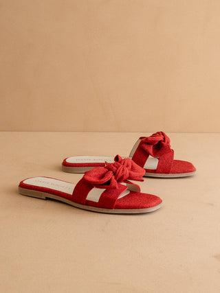 The Ginny | Cherry Textured Bow Slide