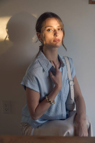 The Pinstripe Collared Top