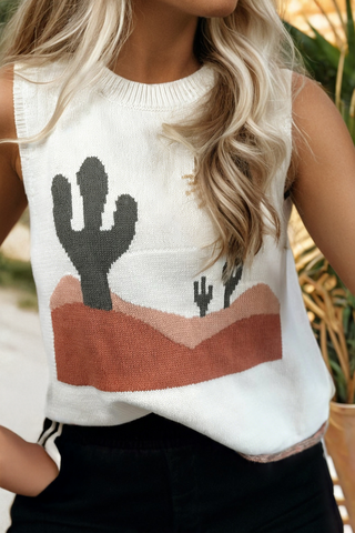 Western Oasis Loose Sweater Vest