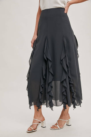 Chiffon Ruffled Maxi Skirt