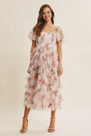 Garden Meandering Floral Midi Dress