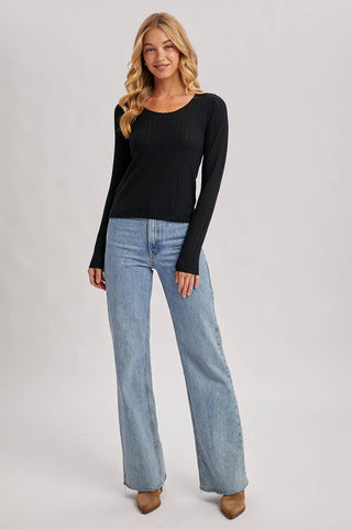 Long Sleeve Pointelle Top