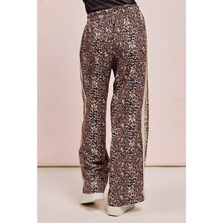 Lace Contrast Cheetah Track Pants