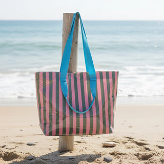Striped Vinyl Tote Bags