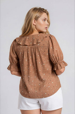 Floral Ruffled Top | Curvy