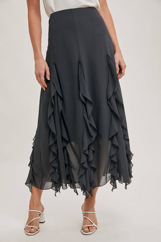 Chiffon Ruffled Maxi Skirt
