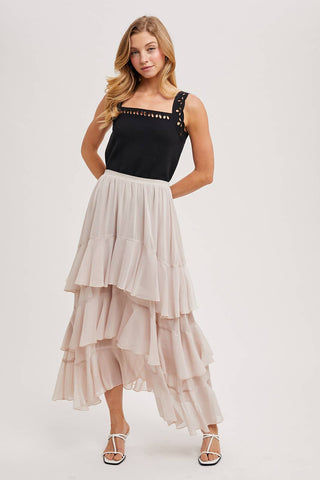 Tiered Ruffle Maxi Skirt