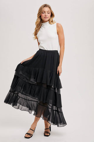 Tiered Ruffle Maxi Skirt