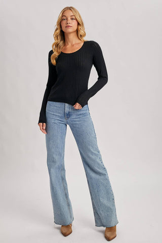 Long Sleeve Pointelle Top