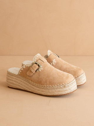 The Edith | Almond Clog Raffia Mule