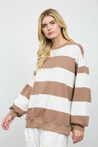 Oversized Striped Crew Neck Top