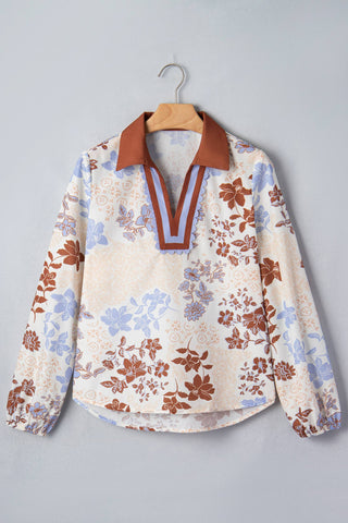 Floral Patchwork Bubble Sleeve Top