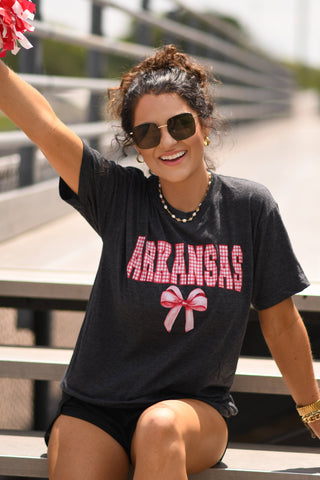 Arkansas Gingham Bow Graphic Tee
