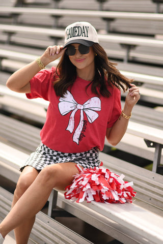 Red Game Day Bow Graphic Tee