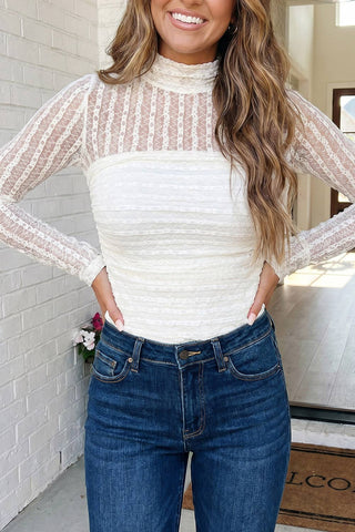 Textured Sheer Lace Sheath Top