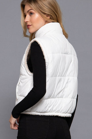 Reversible Fur Padded Cropped Vest
