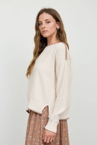 In Contrast Boat Neck Sweater