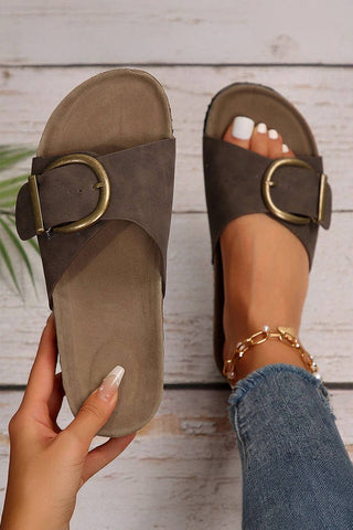 Buckle Faux Suede Sandals