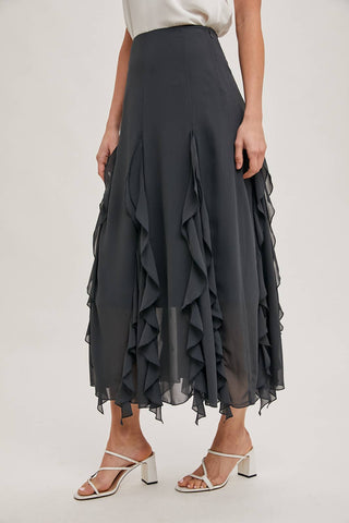 Chiffon Ruffled Maxi Skirt