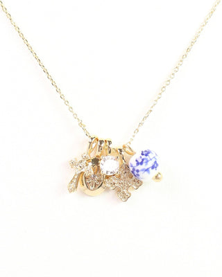 Crossing  Blue Jordan Charm Necklace Set Gold