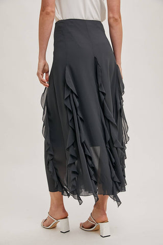 Chiffon Ruffled Maxi Skirt