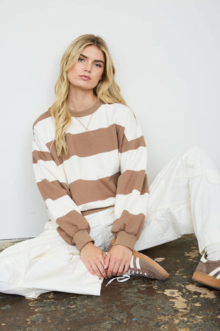Oversized Striped Crew Neck Top