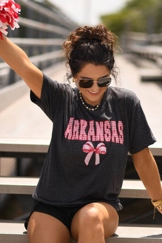 Arkansas Gingham Bow Graphic Tee