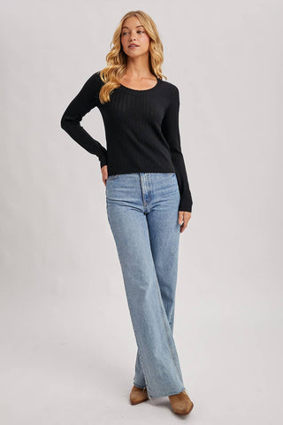 Long Sleeve Pointelle Top