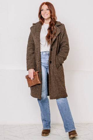 A Cozy Dream Faux Fur Long Coat | Chocolate