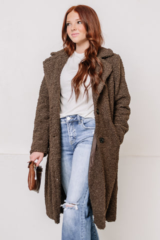 A Cozy Dream Faux Fur Long Coat | Chocolate