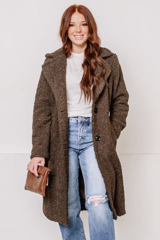 A Cozy Dream Faux Fur Long Coat | Chocolate