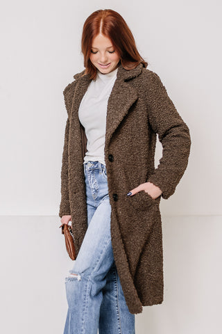 A Cozy Dream Faux Fur Long Coat | Chocolate