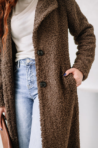 A Cozy Dream Faux Fur Long Coat | Chocolate