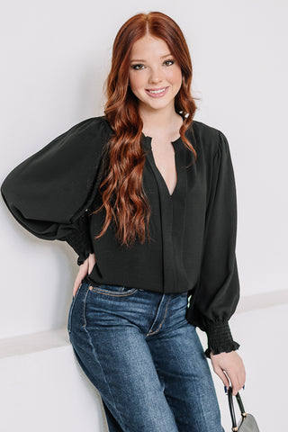 A Simple Queen Balloon Sleeve Top | Black