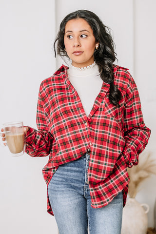 Abri Plaid Flannel Top | Red