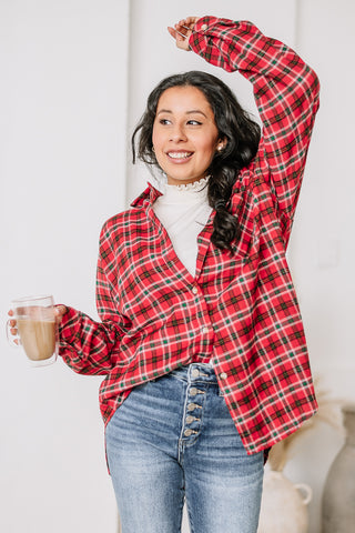 Abri Plaid Flannel Top | Red